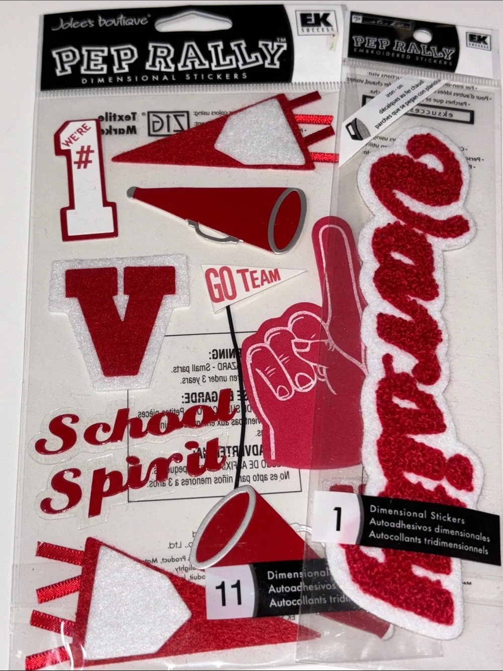 Jolee's Boutique RED SCHOOL SPIRIT Scrapbook Dimensional Stickers Varsity